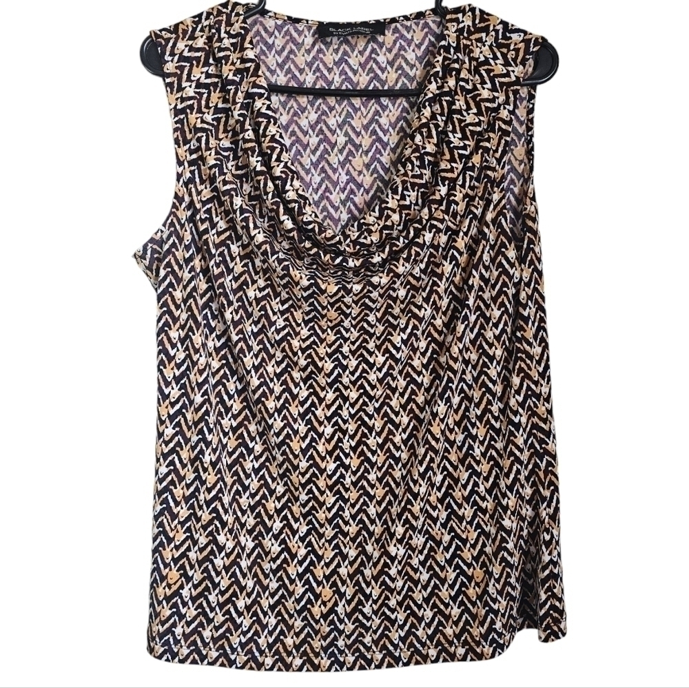 Evan Picone black label zig zag multicolor slouch neck sleeveless blouse size L